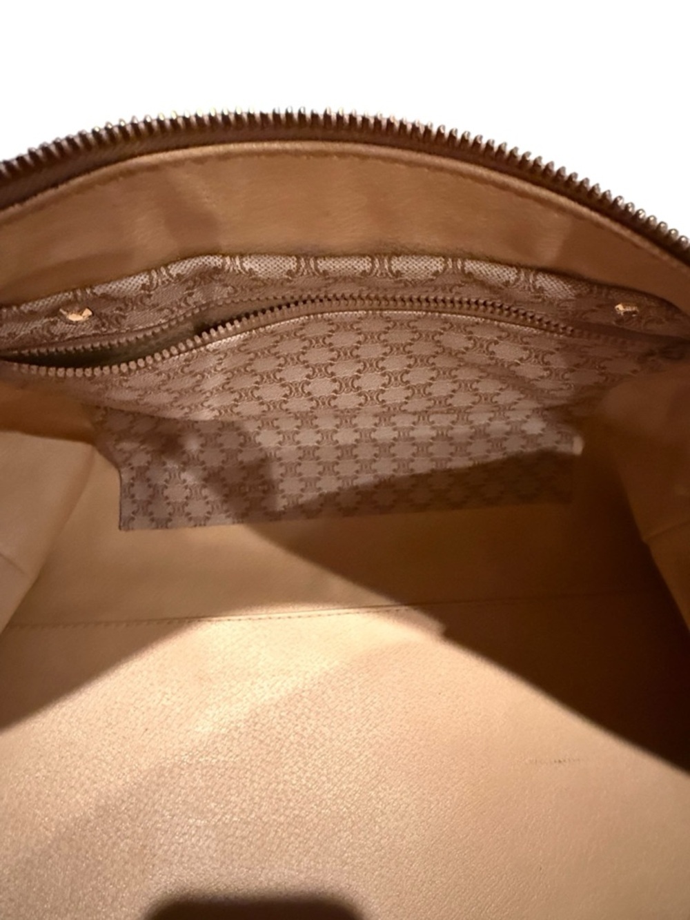 Celine Heritage Woven-Pattern Tan Duffel Bag with Toiletry Pouch - Picture 9 of 12